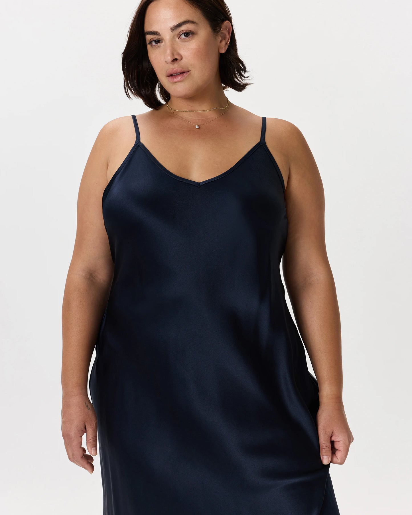 100% Washable Silk Slip Dress - 1X / Champagne