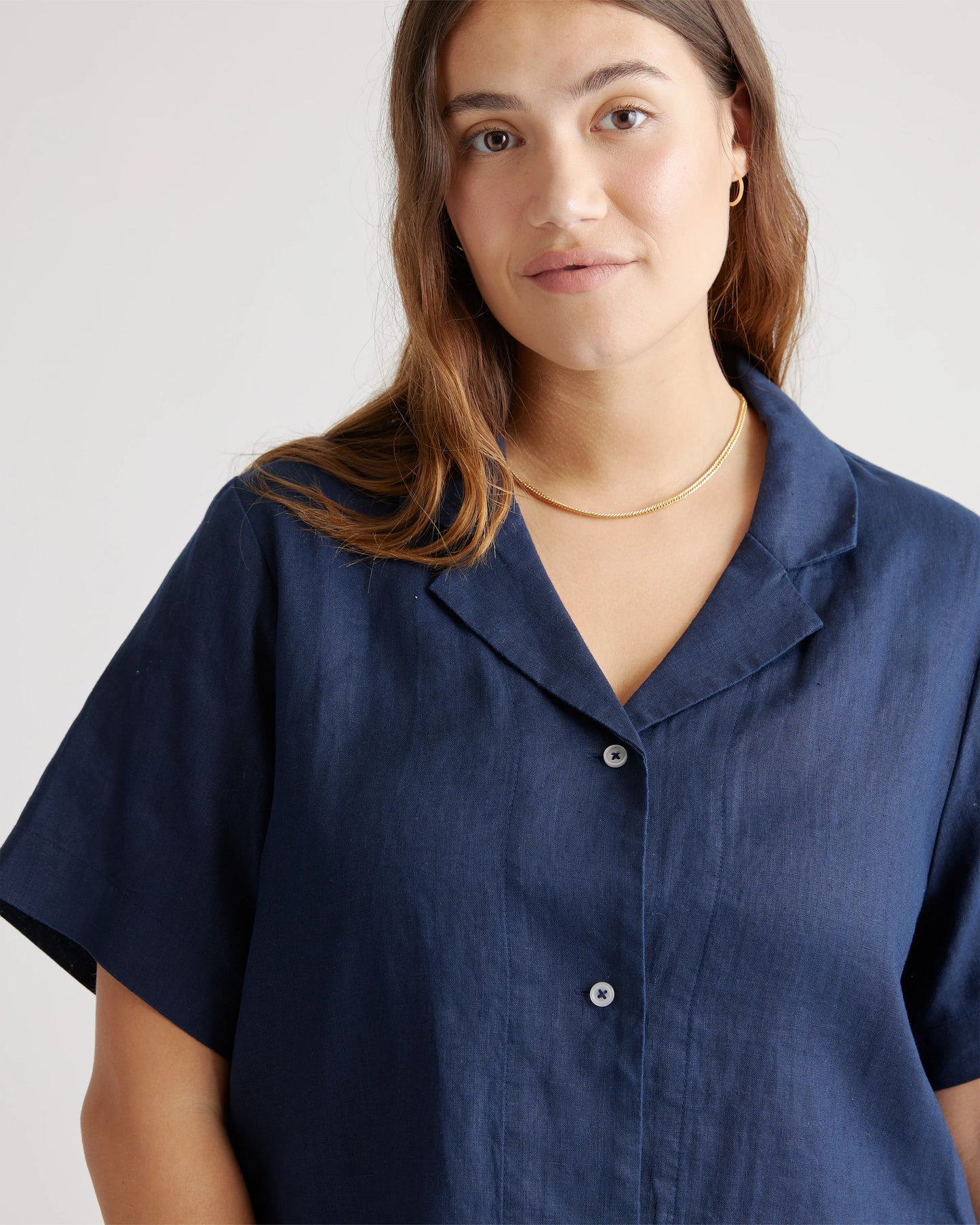 100% European Linen Short Sleeve Shirt - XS / Moonstone Blue