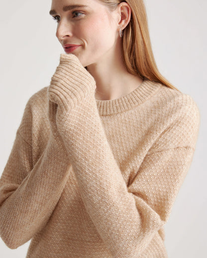 Baby Alpaca-Wool Diamond Stitch Crew - XS / Charcoal