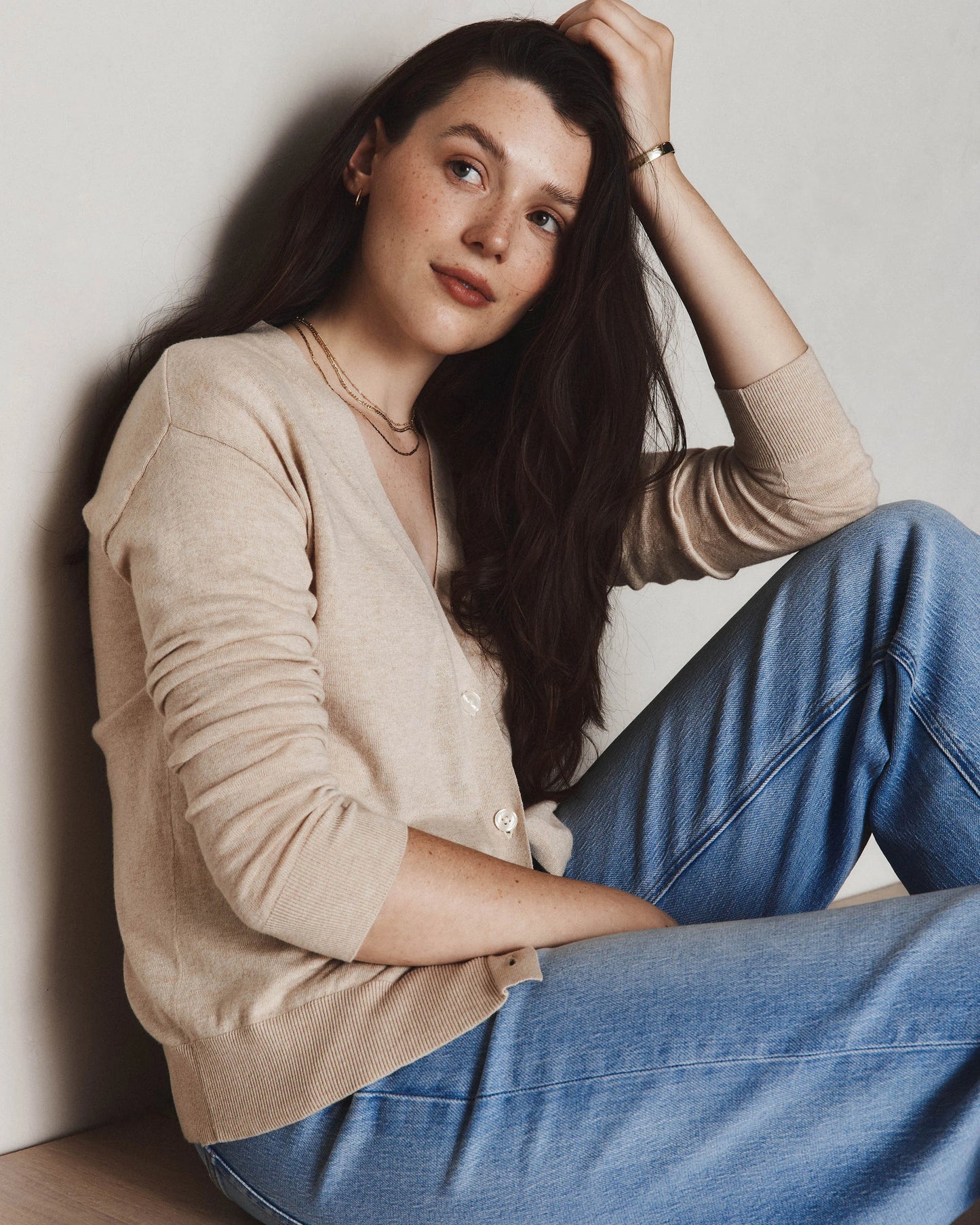 Lightweight Cotton Cashmere Cardigan - XS / Heather Oatmeal