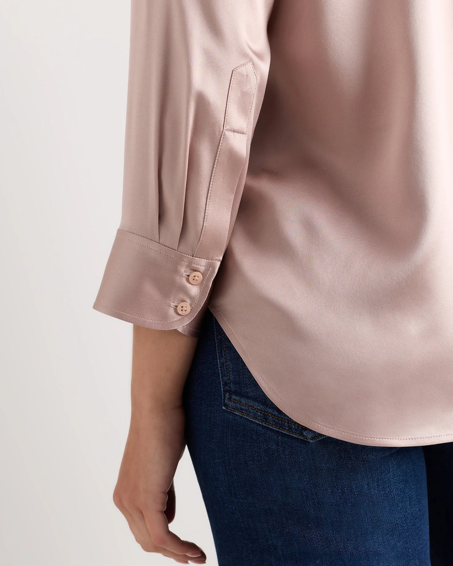 100% Washable Silk Three-Quarter Sleeve Shirt - XS / Vintage Pink