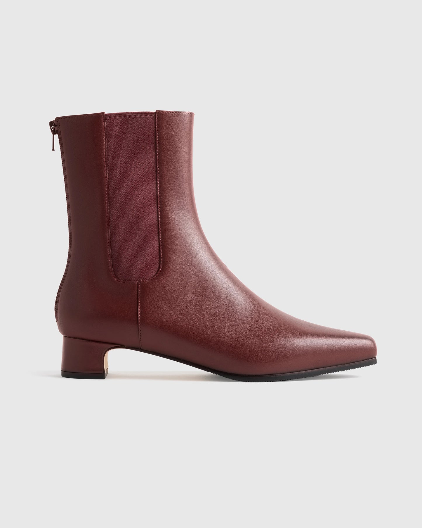 Italian Leather Kitten Heel Ankle Boot - 5 / Merlot