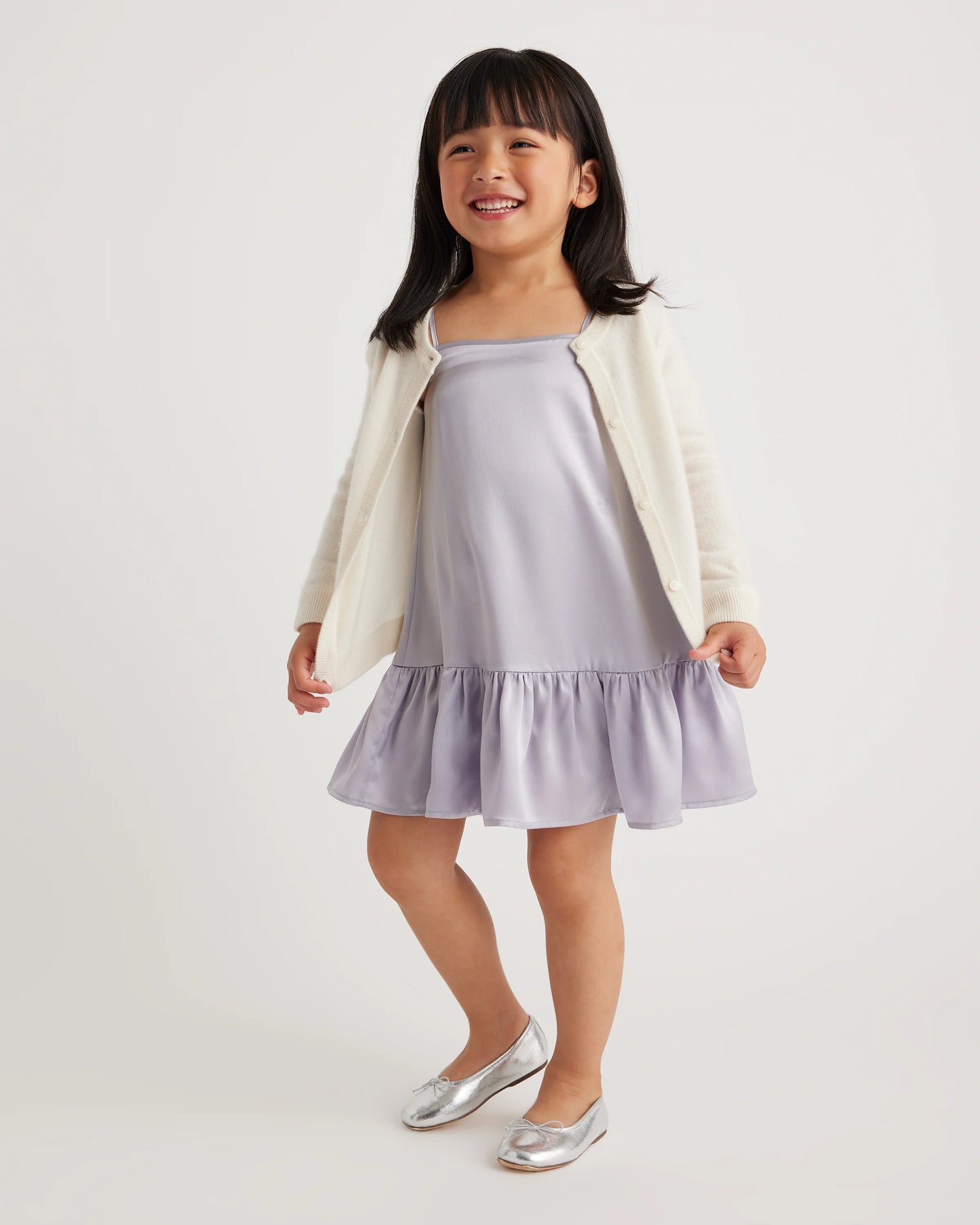 100% Washable Silk Dress - 2T / Grey Lilac