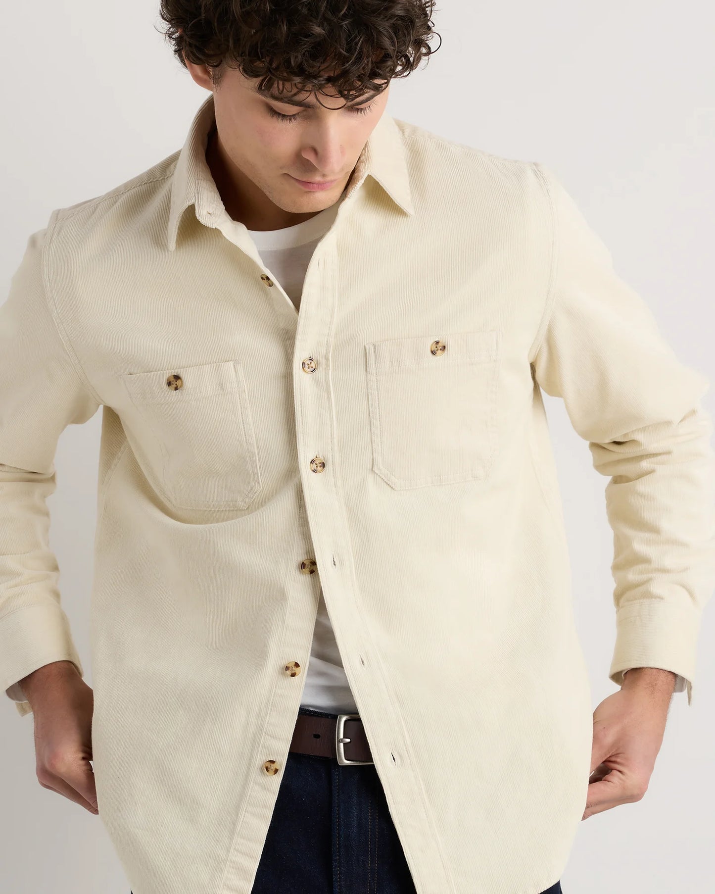 Organic Stretch Corduroy Utility Shirt - S / Dark Khaki