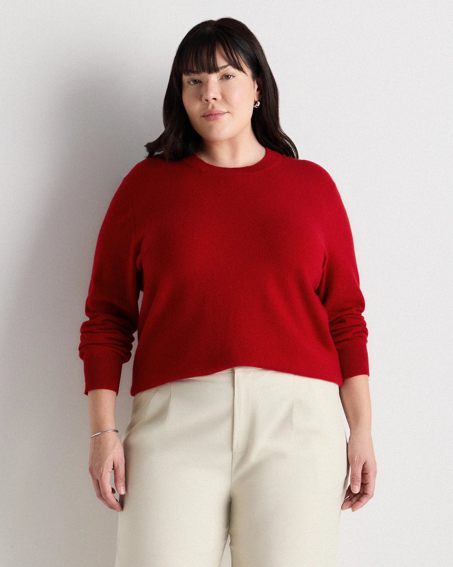 Mongolian Cashmere Crewneck Sweater - 1X / Pale Custard Yellow