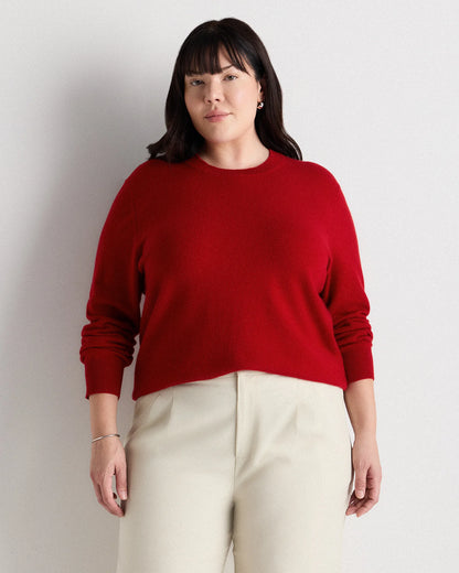 Mongolian Cashmere Crewneck Sweater - 1X / Pale Custard Yellow