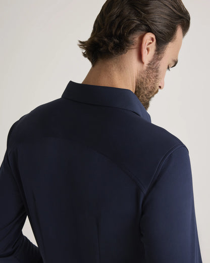 Commuter Stretch Pique Long Sleeve Button Down - XS / Dark Coal