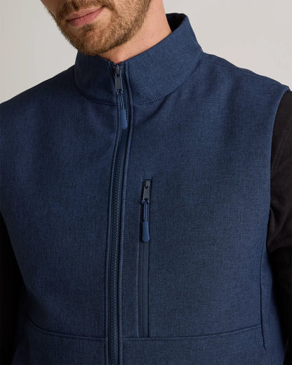 Softshell Fleece-Lined Full-Zip Vest - S / Heather Deep Navy