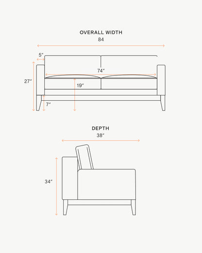 Performance Chenille Linen Blend Sofa with Solid Oak Base - 7ft / Snow