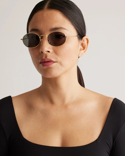 Venice Polarized Stainless Steel Sunglasses - Standard / Gold with Green lens