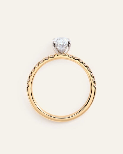 Lab Grown Diamond Oval Petite Pave Engagement Ring - 1ct - 4 / Yellow Gold