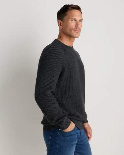100% Organic Cotton Ribbed Crewneck Sweater - XS / Bahia Blue