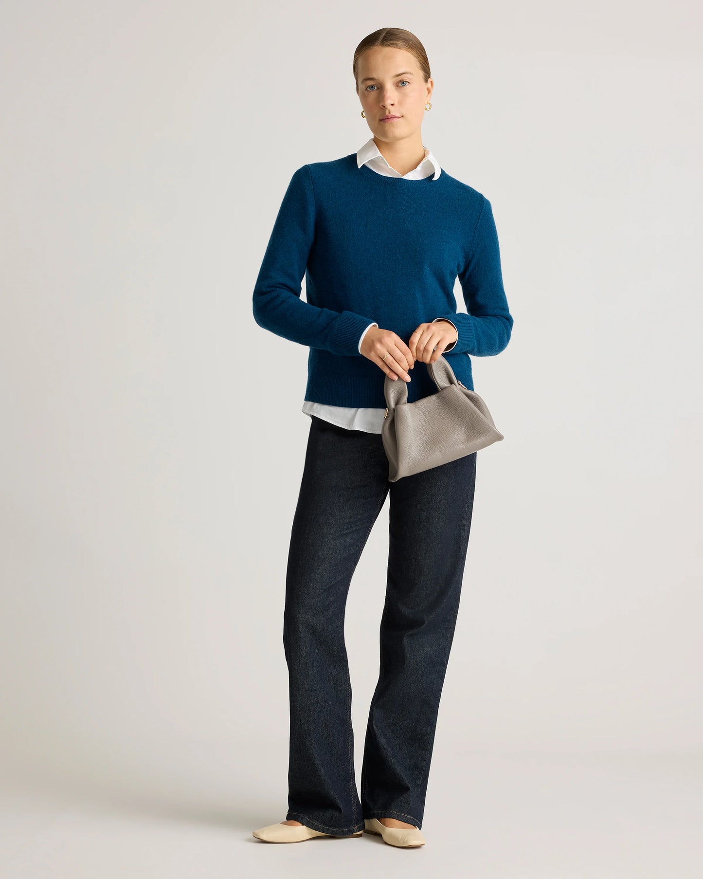 Italian Leather Trapeze Crossbody - One Size / Moonstone Blue