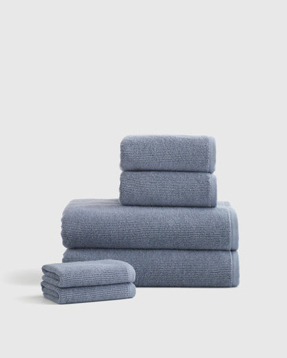 Turkish Ribbed Quick Dry Bath Towel Bundle - One Size / White