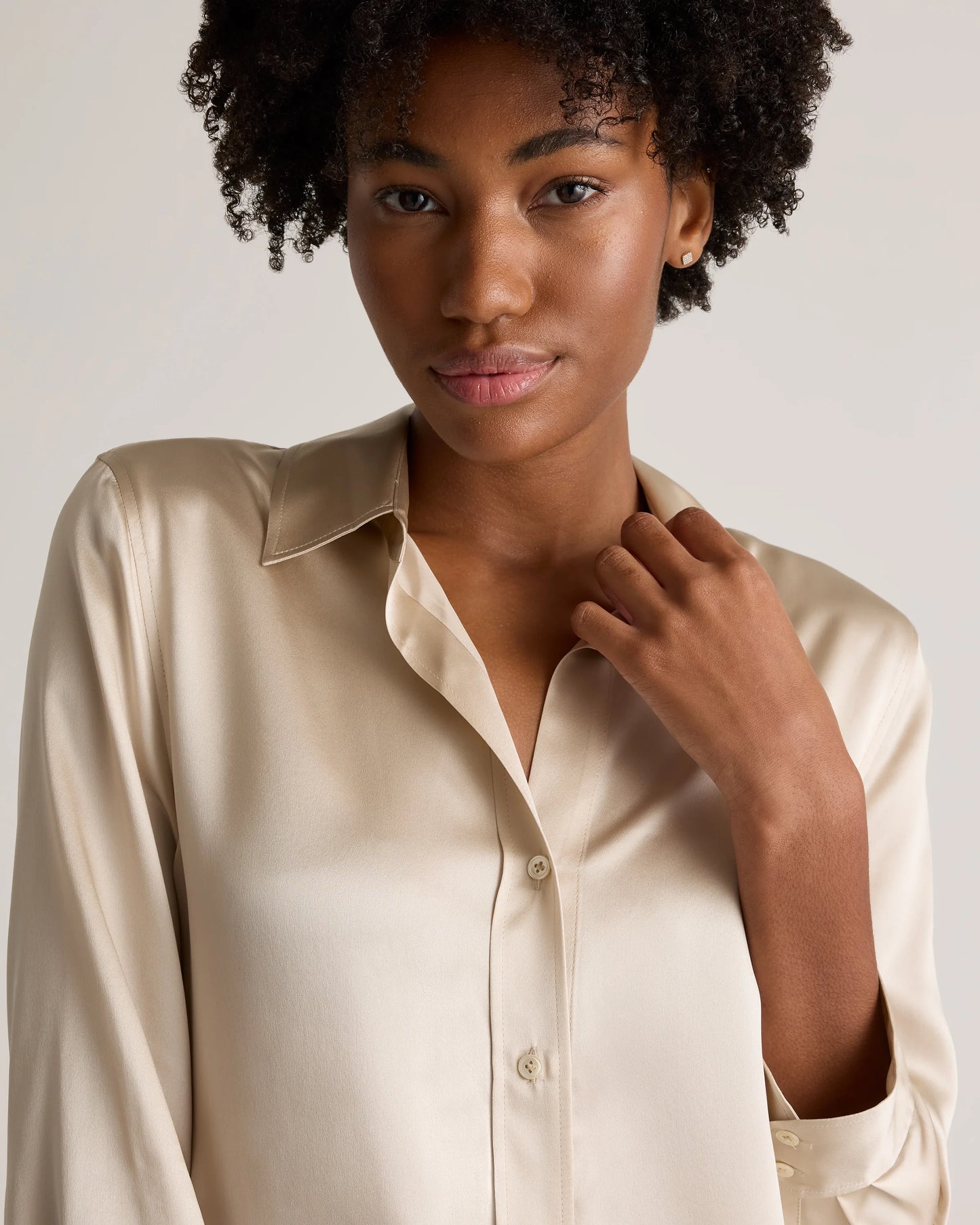 100% Washable Silk Three-Quarter Sleeve Shirt - XS / Vintage Pink