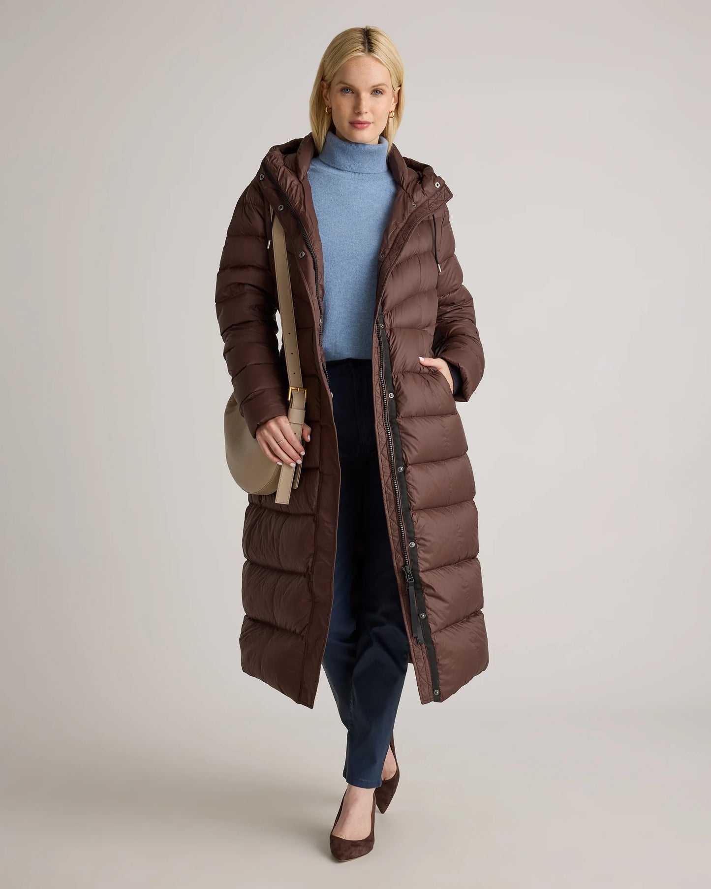 Responsible Down Belted Puffer Maxi Coat - XS / Morel Grey