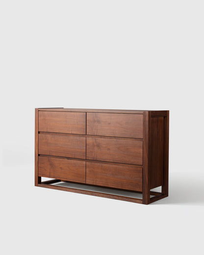 Solid Wood Frame 6-Drawer Dresser - One Size / Walnut Brown