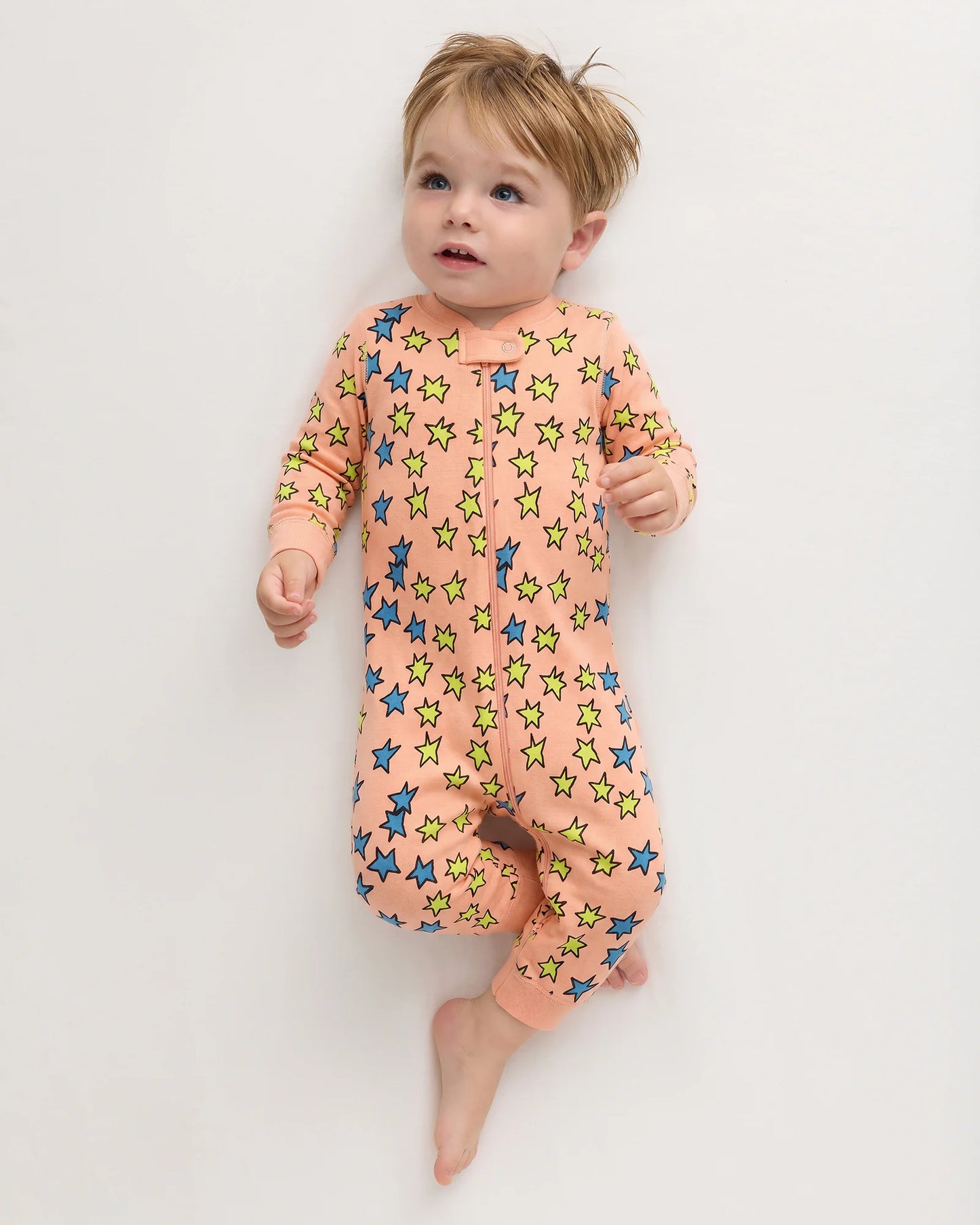 100% Organic Cotton One Piece Pajama - 0-3M / Navy Stripe