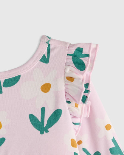 Bamboo Long Sleeve Flutter Twirl Dress - 12-18M / Navy Blossoms