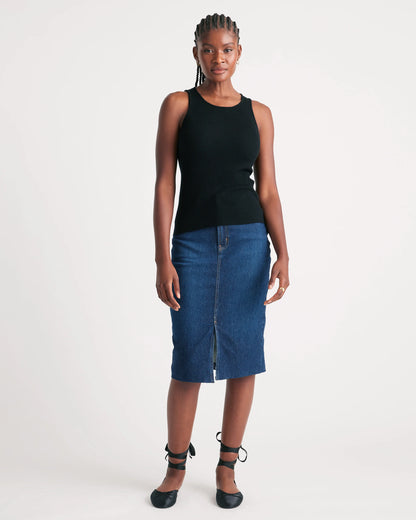 Featherweight Cashmere Ribbed Tank - XS / Charcoal