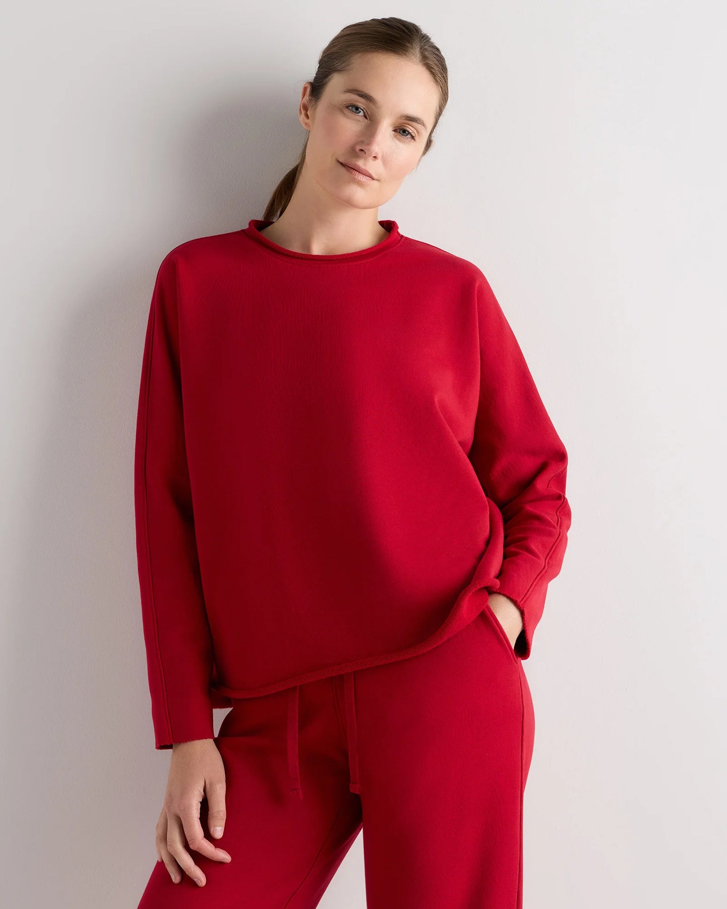 Organic French Terry Crew - XS / Ruby Red