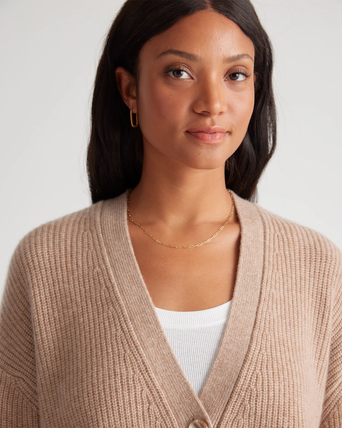 Mongolian Spring Cashmere Fisherman Boxy Cropped Cardigan Sweater - XS / Heather Grey