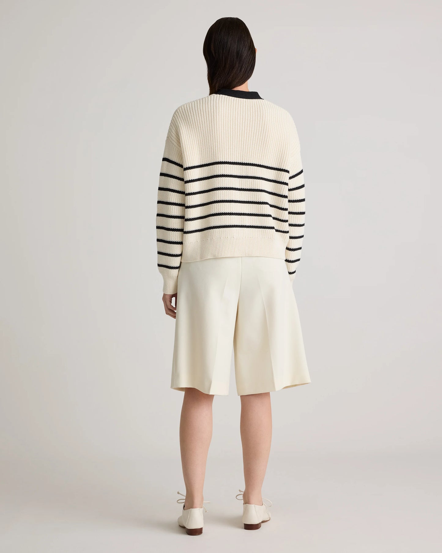 100% Organic Cotton Fisherman Boxy Cropped Cardigan - XS / Sapphire Blue