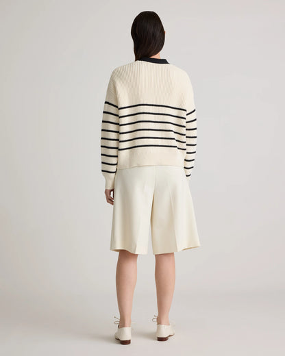 100% Organic Cotton Fisherman Boxy Cropped Cardigan - XS / Sapphire Blue