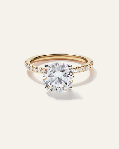 Lab Grown Diamond Round Petite Pave Engagement Ring - 2.5ct - 4 / Yellow Gold