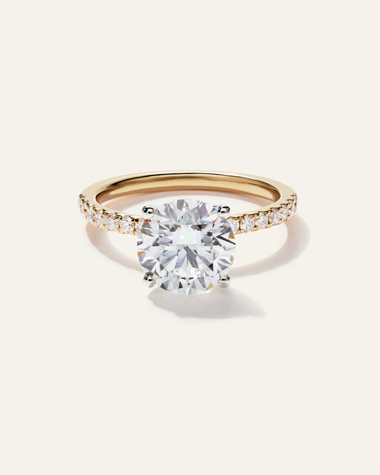 Lab Grown Diamond Round Petite Pave Engagement Ring - 2.5ct - 4 / Yellow Gold