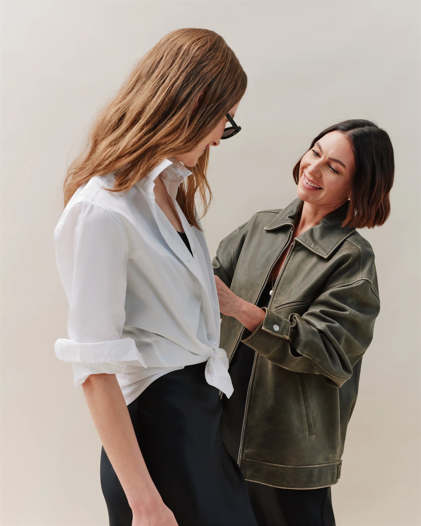 100% Leather Oversized Bomber Jacket - XS / Rich Brown