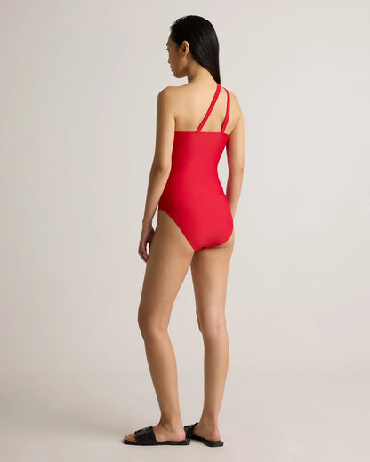 Italian One Shoulder One-Piece Swimsuit - XS / Palm