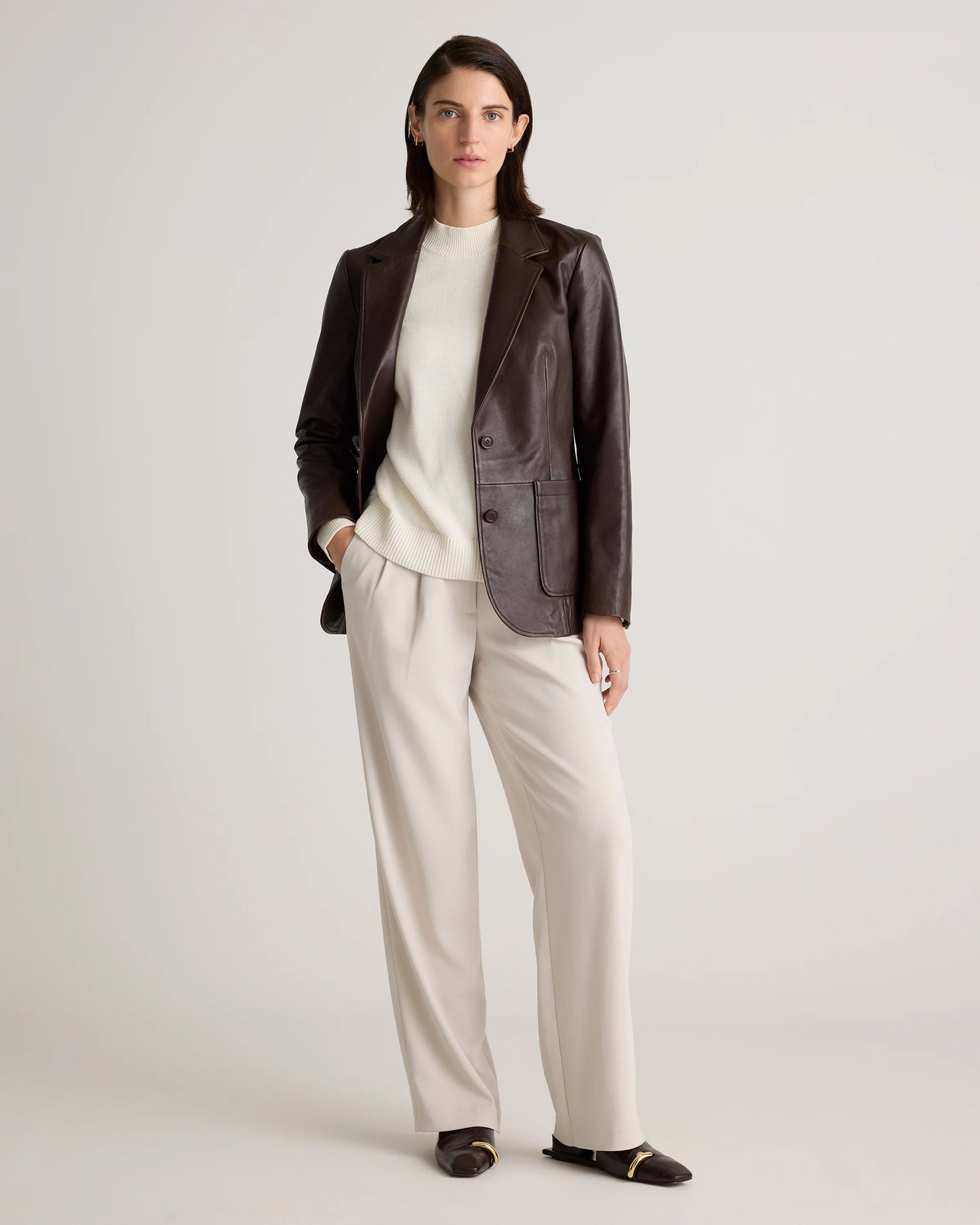 100% Leather Blazer - XS / Rich Brown