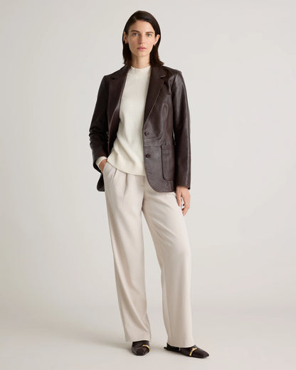 100% Leather Blazer - XS / Rich Brown