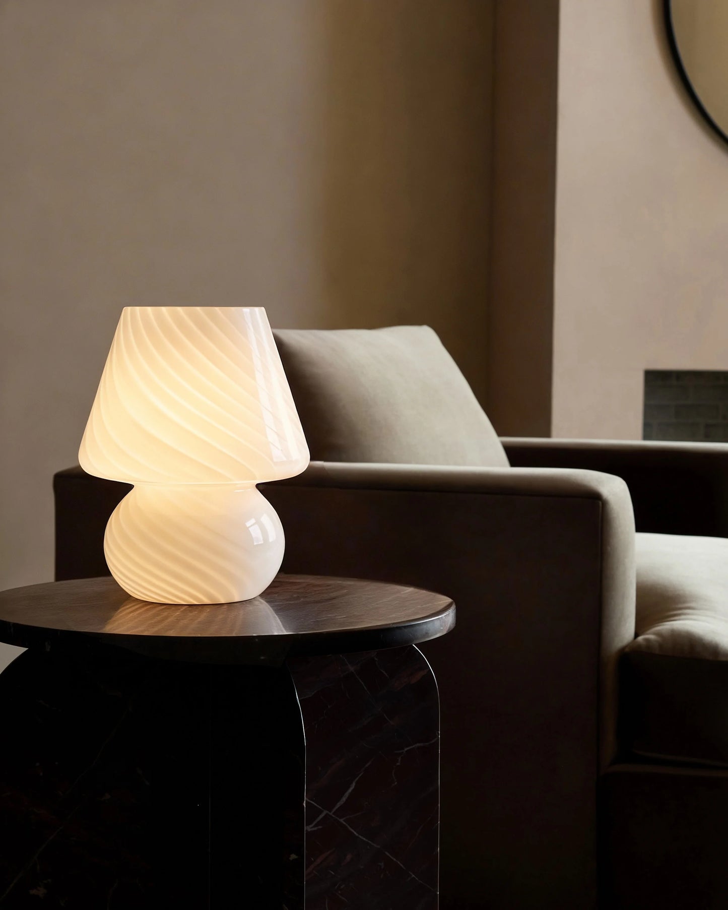 Swirled Glass Table Lamp - Mini / White