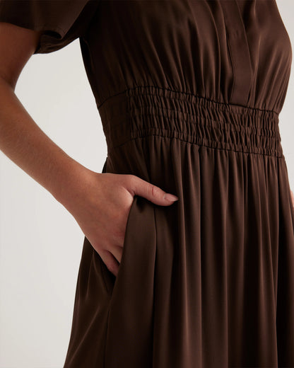 Washable Stretch Silk Tiered Maxi Dress - XS / Navy
