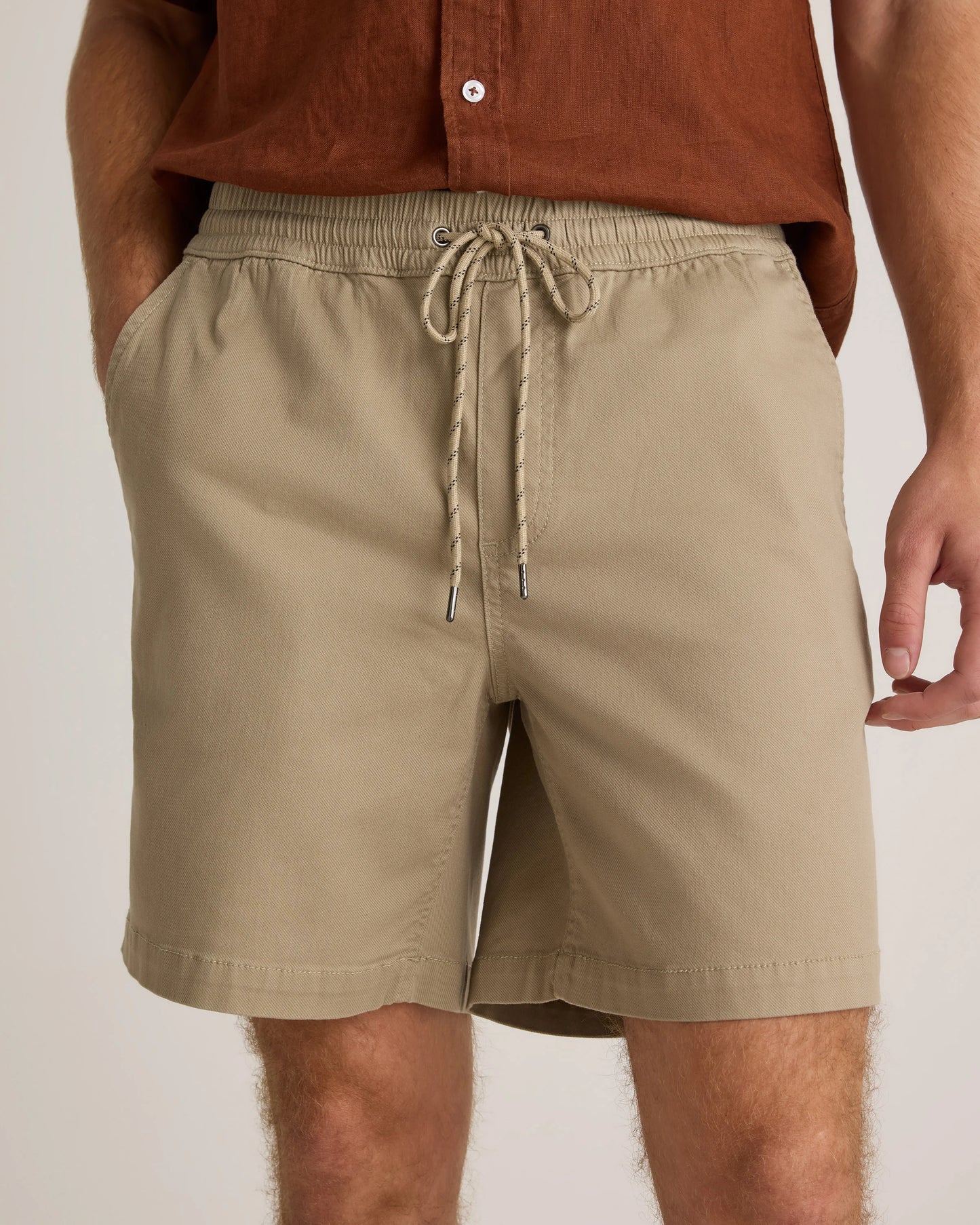 Cotton Chino Drawstring Shorts - 7" - S / Trellis
