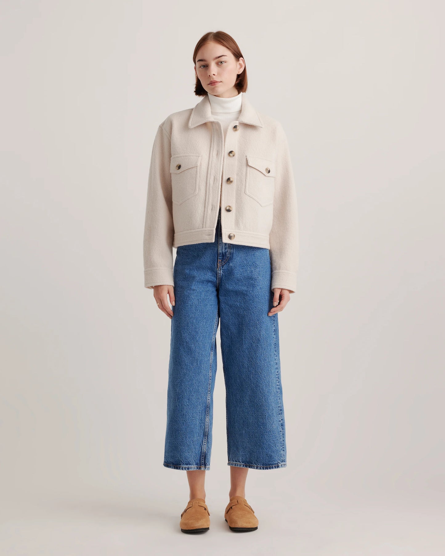 100% Merino Wool Cropped Shirt Jacket - XS / Mulled Wine