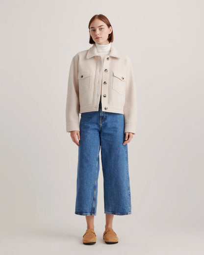 100% Merino Wool Cropped Shirt Jacket - XS / Mulled Wine