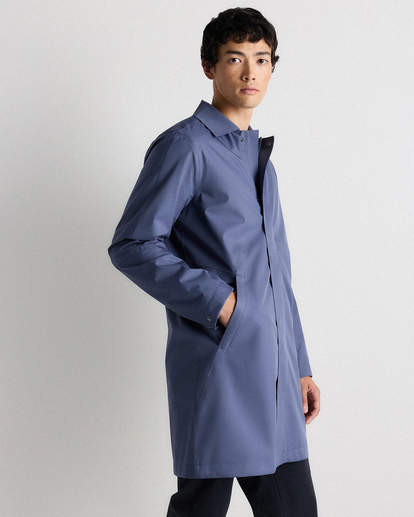 Weather Proof Long Rain Jacket - S / Storm Blue