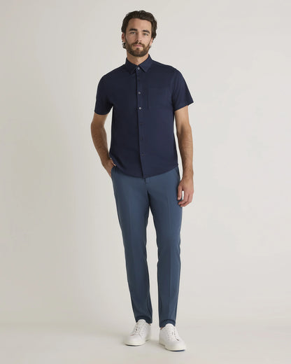 Commuter Stretch Pique Short Sleeve Button Down - S / Black