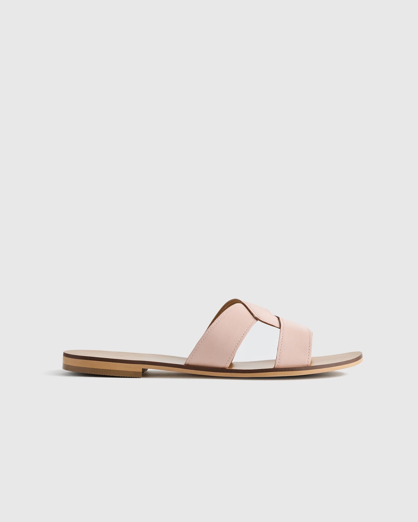 Italian Leather Cutout Slide Sandal - 5 / Shell Pink
