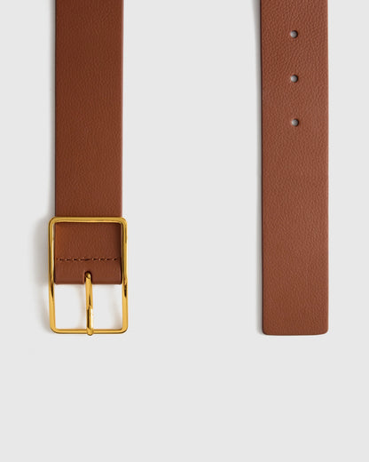 Siena Rectangle European Leather Belt - XS / Black