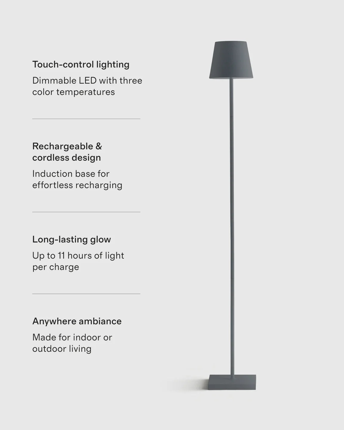 Poldina Pro Rechargeable Floor Lamp by Zafferano - One Size / White