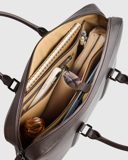 Italian Saffiano Briefcase - One Size / Hickory