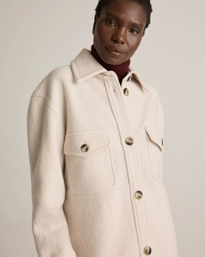100% Merino Wool Long Shirt Jacket - XS / Heather Bone