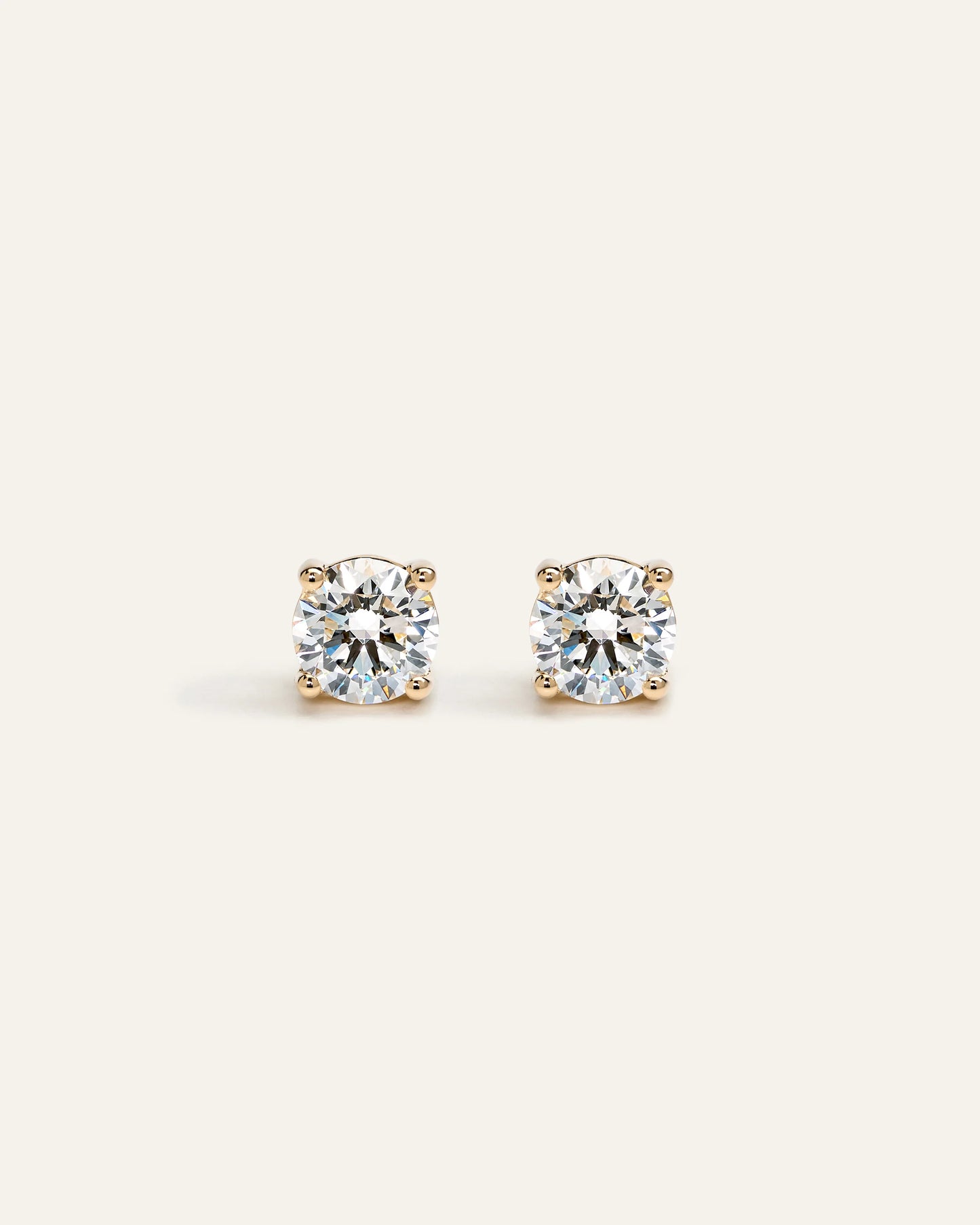 14K Gold Lab Grown Diamond Four-Prong Solitaire Studs - 2ctw - One Size / Yellow Gold