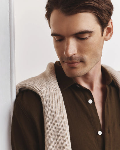 Organic Cotton Stretch Selvage Shirt - S / Mini Blue Stripe