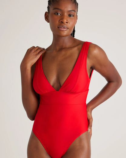 Italian Plunge One-Piece Swimsuit - XS / Deep Navy