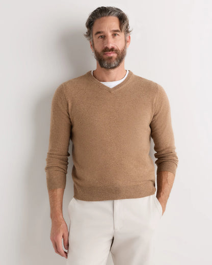 Mongolian Cashmere V-Neck Sweater - S / Oatmeal